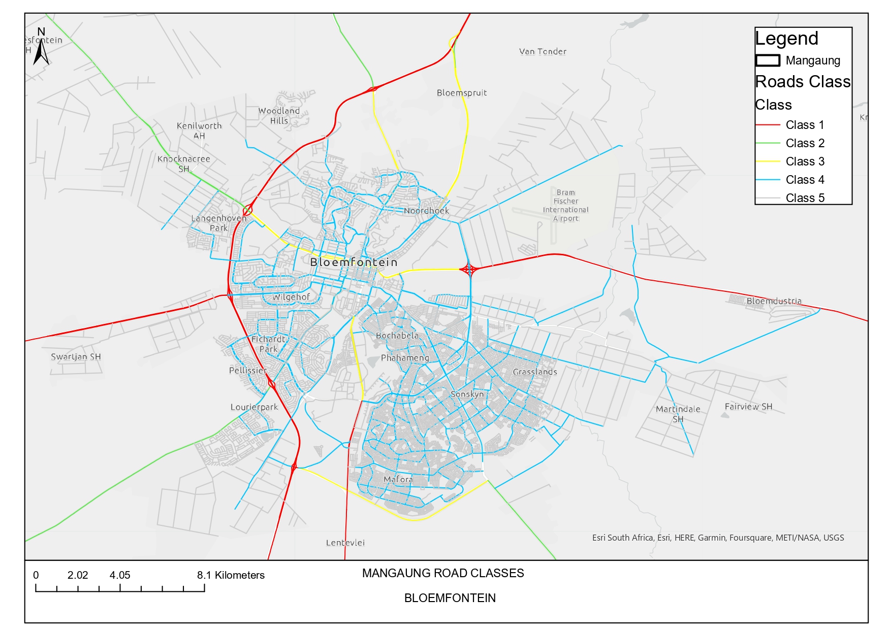 Transportation Planning — Mangaung road classes map