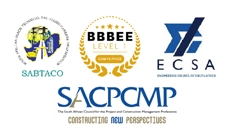 Accreditations: SABTACO, B-BBEE Level 1, ECSA and SACPCMP